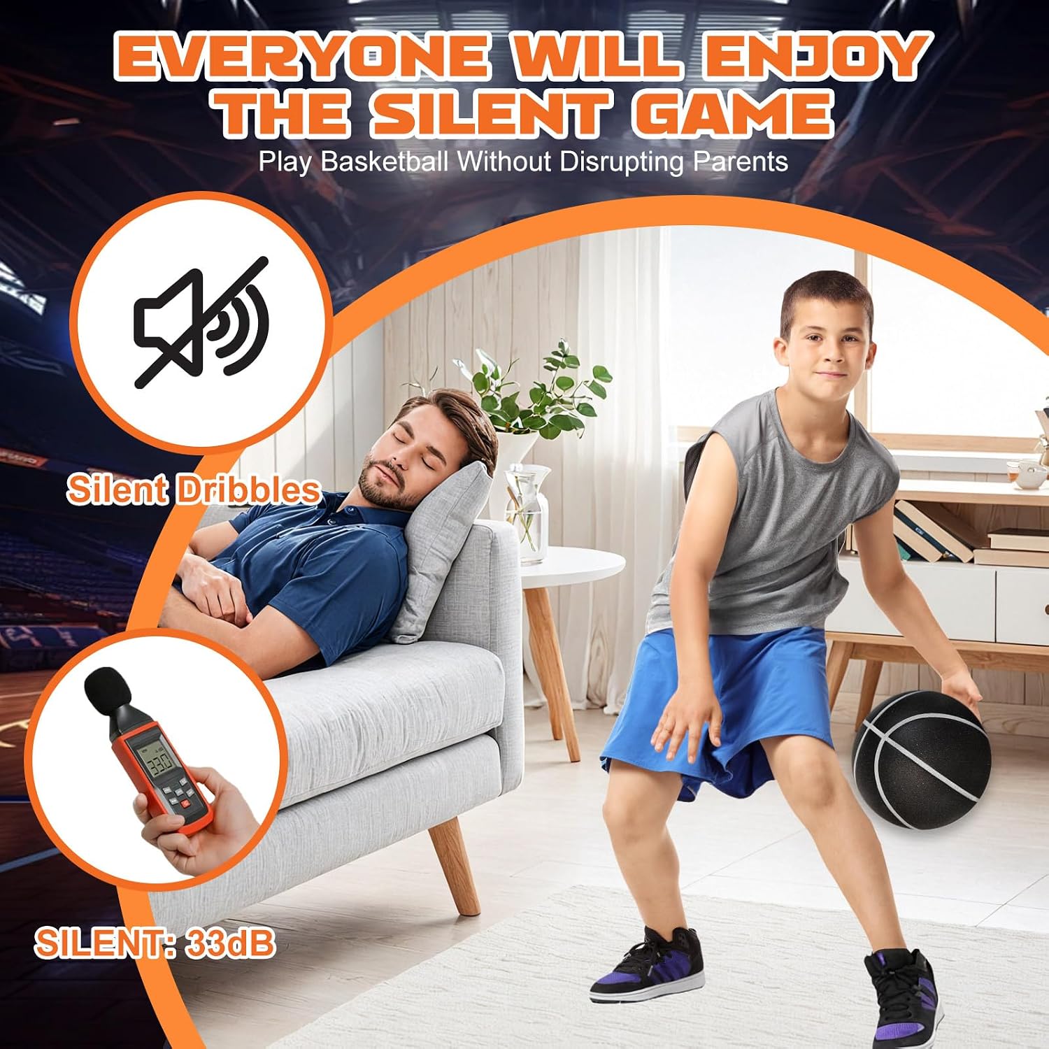 Detalle de LKTNLKT Silent Basketball Size 7, 29.5-Inch PU Foam Indoor Ball