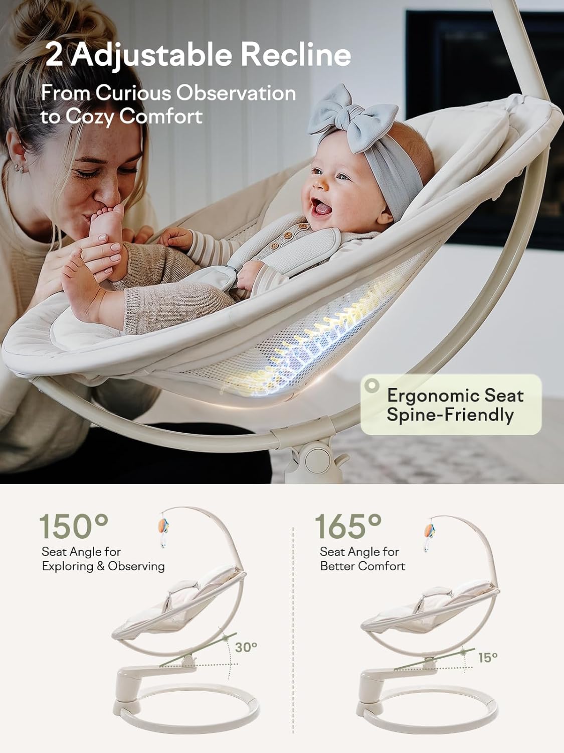 Thumbnail 6 de Grownsy Baby Swing for Infants, Dual Motion, 5 Speeds & 270° Rotation