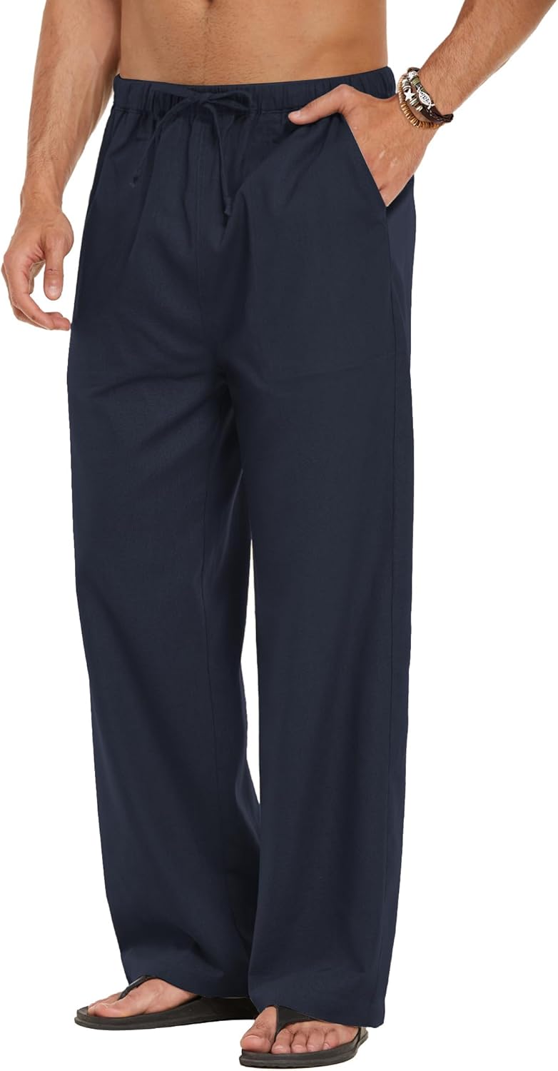 Thumbnail 6 de COOFANDY Men’s Linen Pant Elastic Waist Drawstring Summer Beach Pants