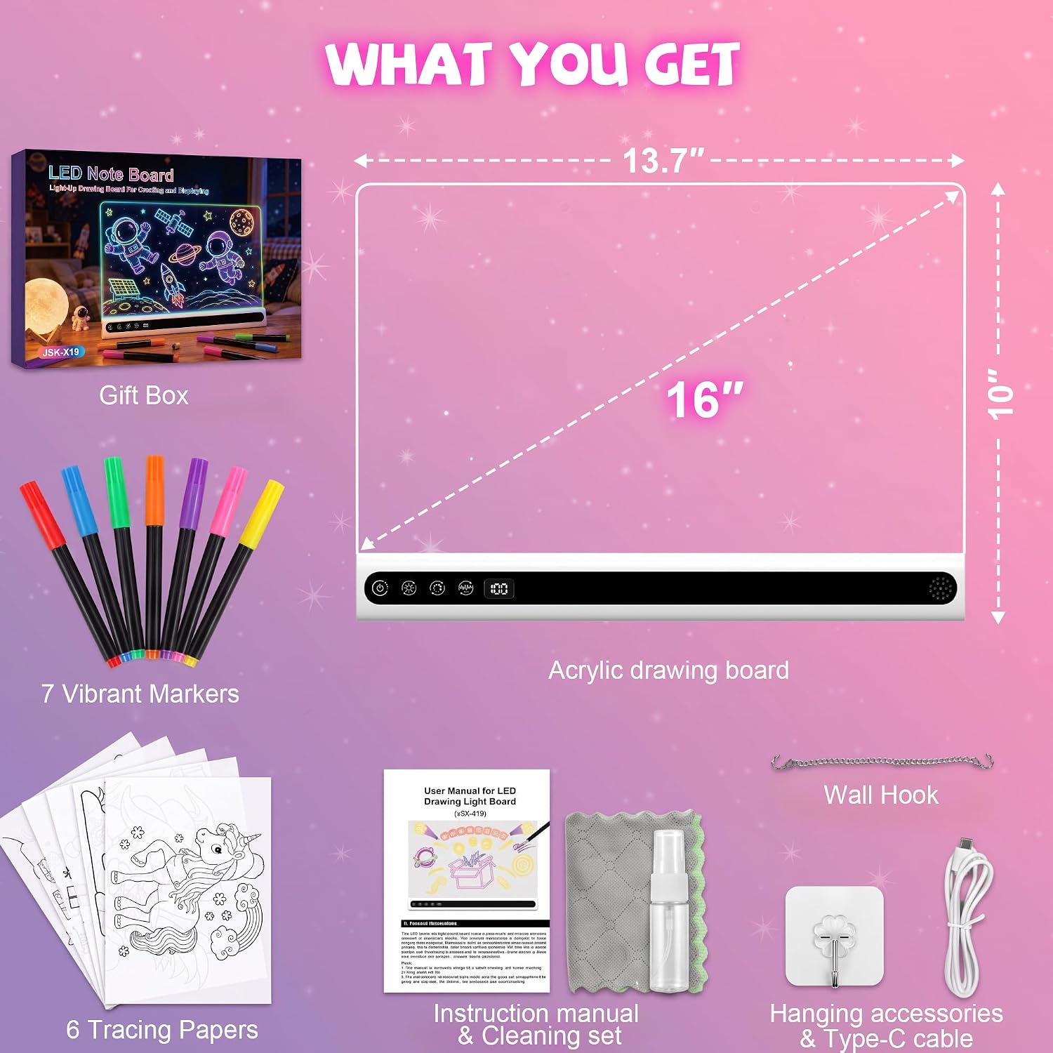Detalle de Rechargeable LED Drawing Board for Kids
