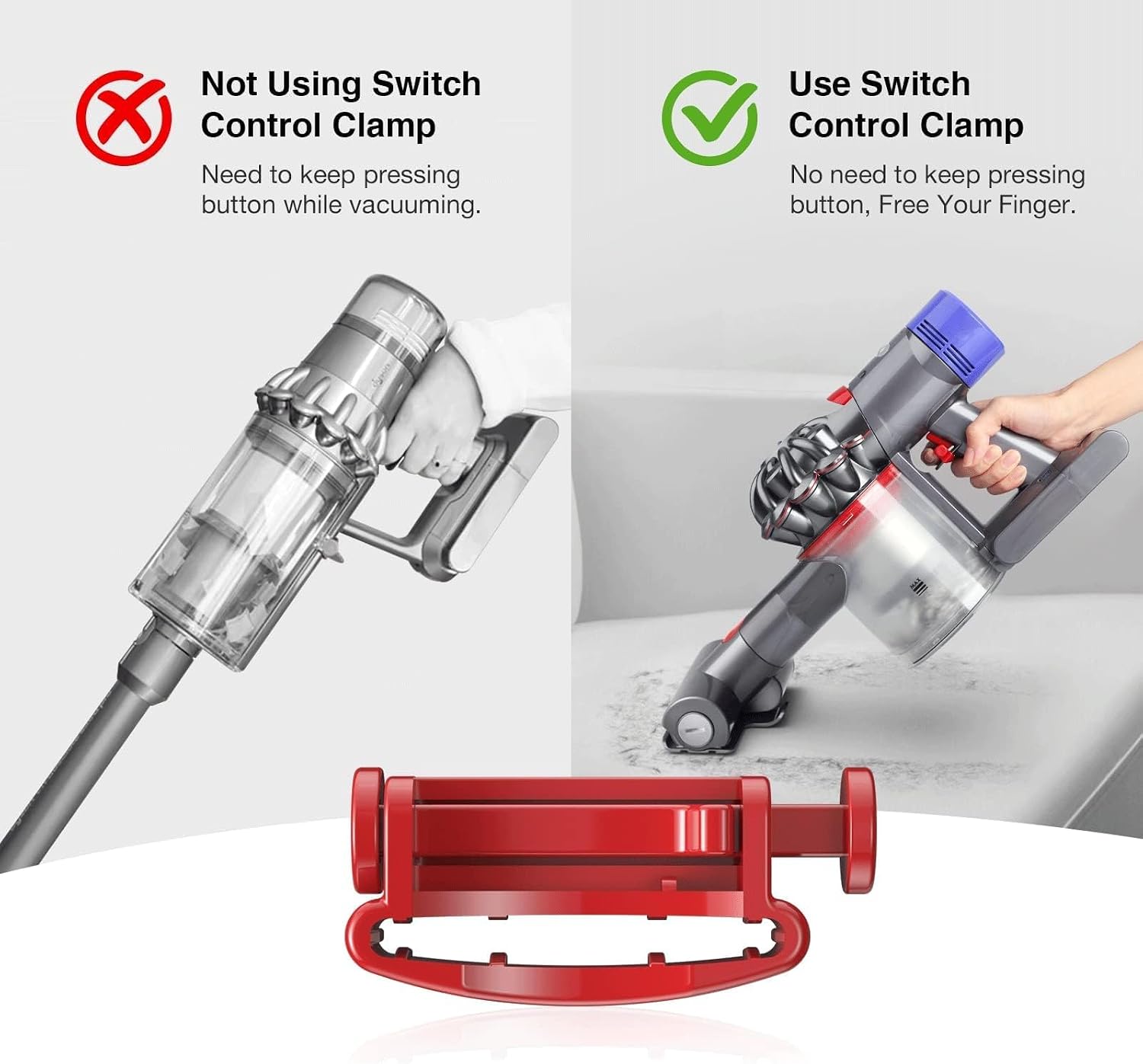 Detalle 1 de HK22J7087 Trigger Lock voor Dyson-stofzuigers, 2 stuks, rood ABS