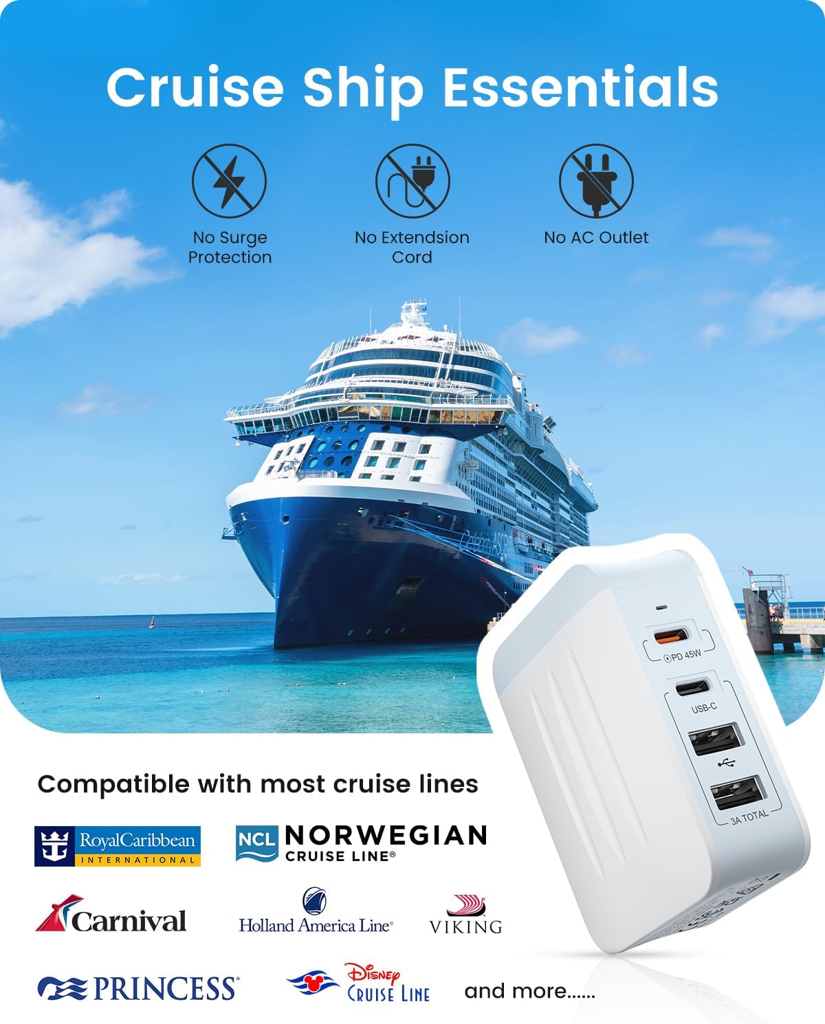 Detalle de LENCENT Universeller Reiseadapter 45W