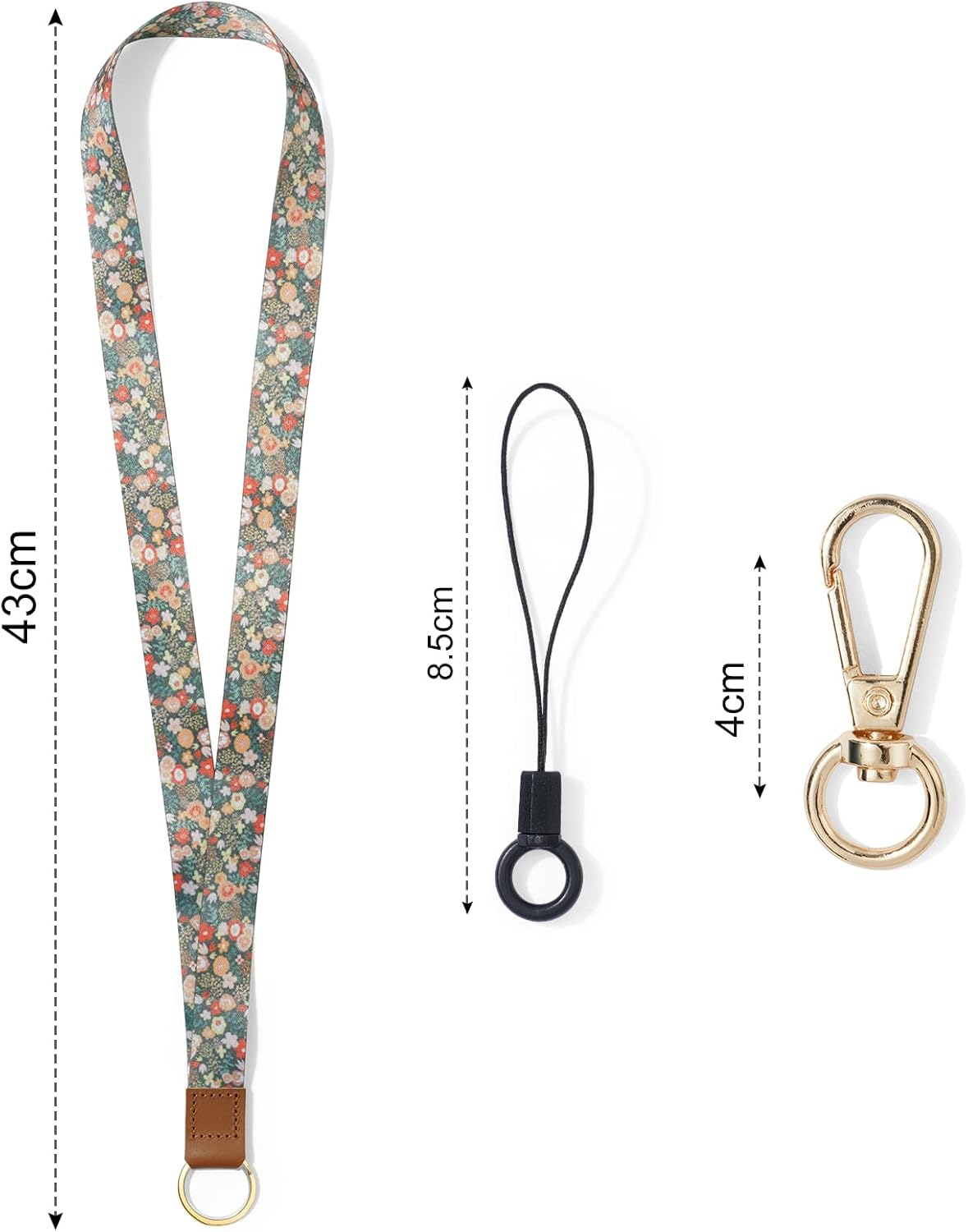 Detalle de Vicloon Schlüsselband mit ID-Badge-Halter, 2 Zubehörteilen und beidseitigem Druck (Blumen)