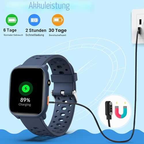 Thumbnail 8 de ModaWin Smartwatch Kinder – 1,85'' HD-Touchscreen, IP68, 100+ Sportmodi, Schlafmonitor & Pulsüberwachung (Blau)