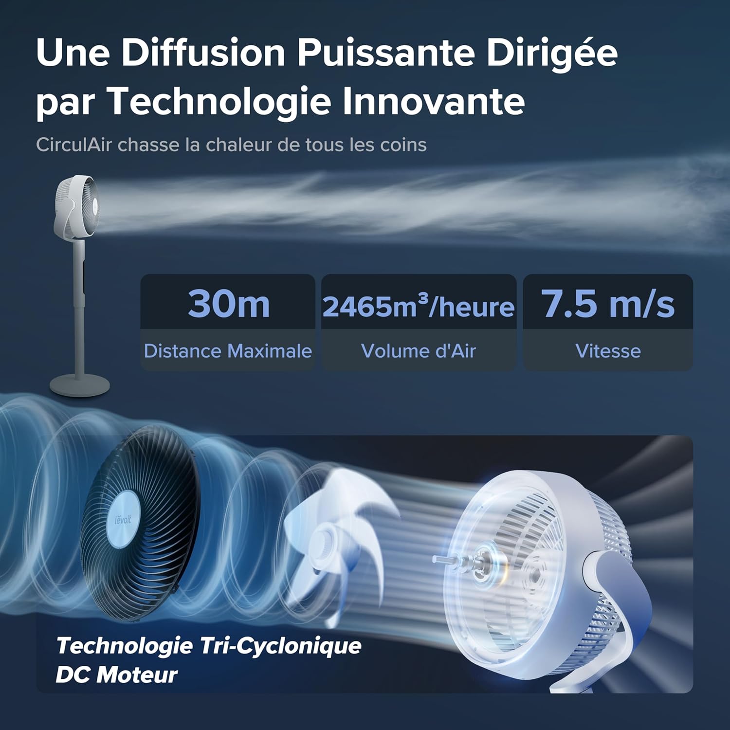 Detalle de LEVOIT Ventilatore a Piantana 20dB: silenzioso, potente e versatile per ogni ambiente