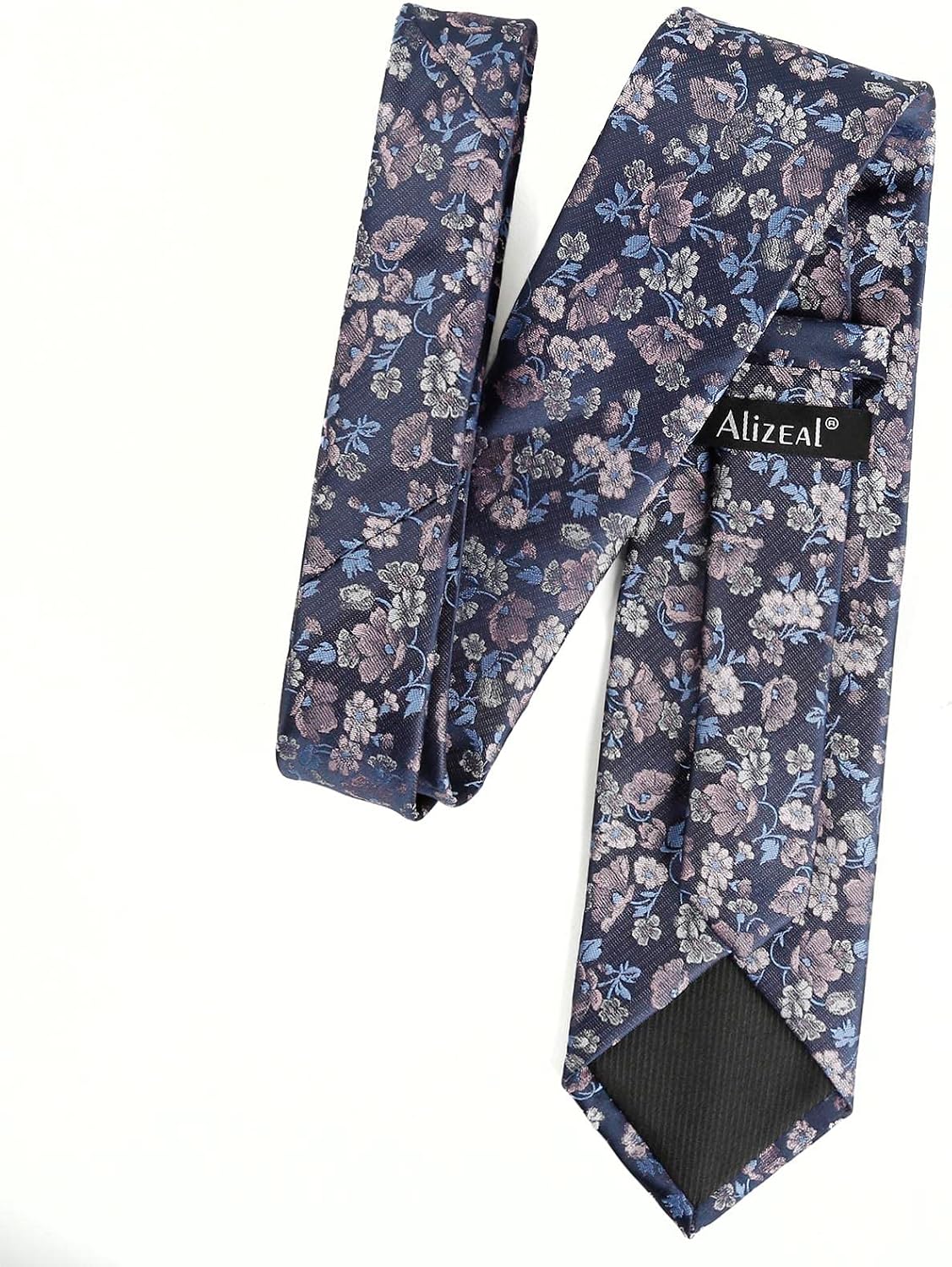 Thumbnail 1 de Alizeal Men's Floral Tie with Pocket Square Set – Polyester, Spring Pattern for Weddings and Events