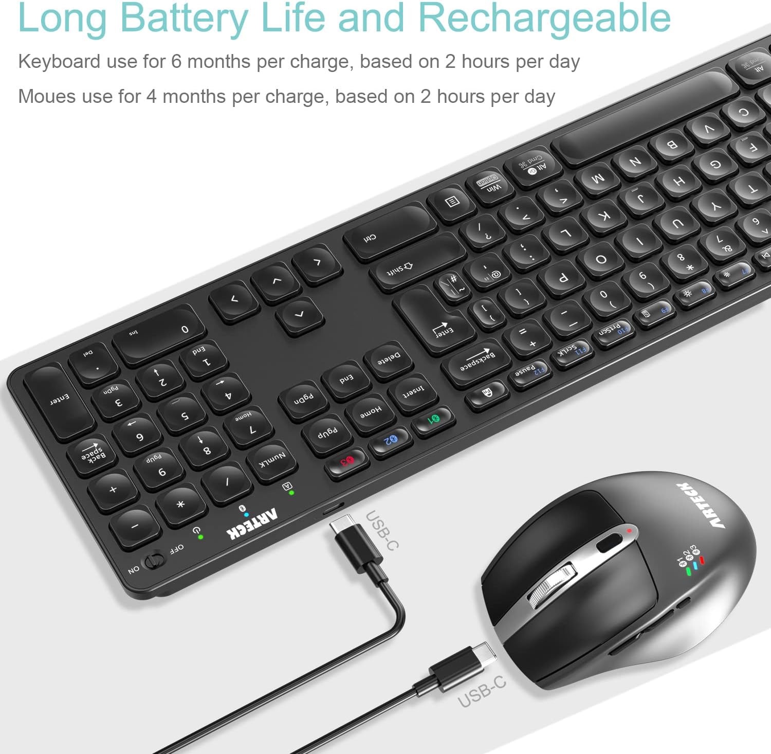 Thumbnail 4 de Arteck Universal Bluetooth Keyboard and Mouse set