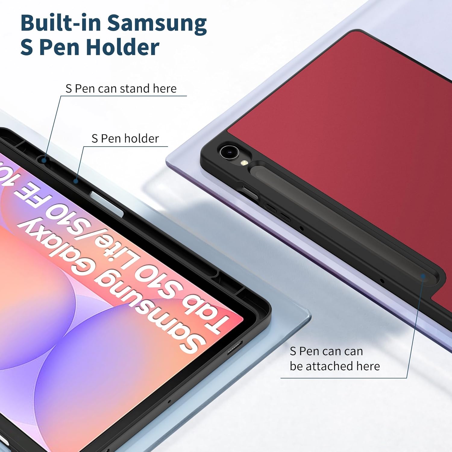 Thumbnail 5 de EasyAcc Schutzhülle aus PU-Leder für Samsung Galaxy Tab S10 Lite/S10 FE 10.9" / S9 FE 10.9" & S9 11" mit S Pen Halter – Ultra Dünn, Standfunktion, Rotwein