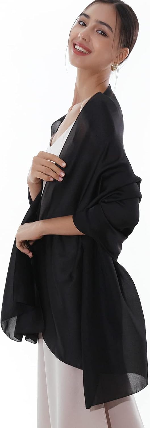 Thumbnail 5 de RIIQIICHY foulard sciarpa in seta/pashmina da donna 180×90 cm per cerimonie, abiti da sera e matrimoni