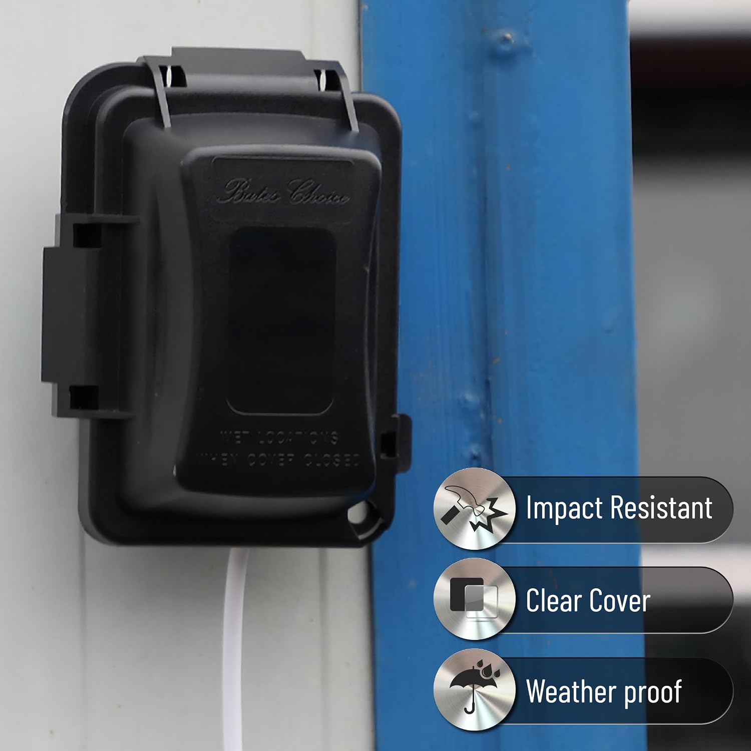 Thumbnail 5 de Bates Choice GQJF001B433VC Weatherproof 1-Gang Outdoor Outlet Cover, Black