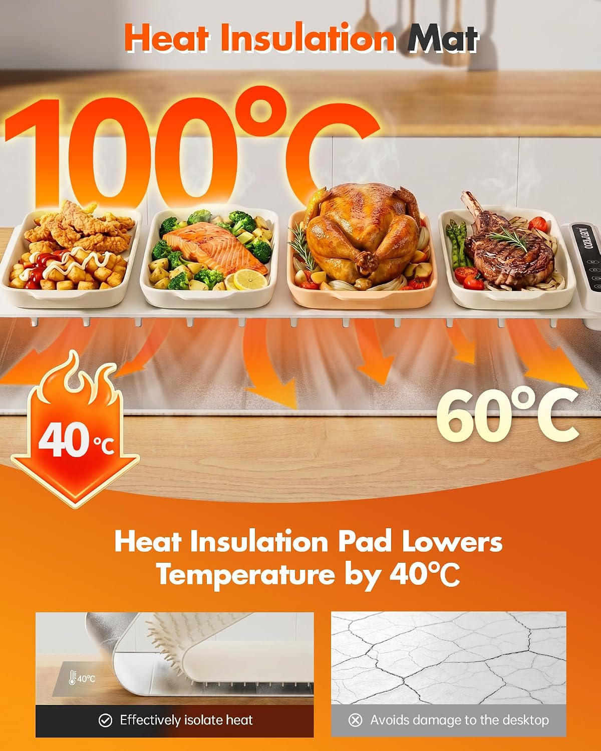 Thumbnail 2 de LBOLHZO Warming Mat for Food – Extra Long 43" x 12", 600W with 6 Temp Levels