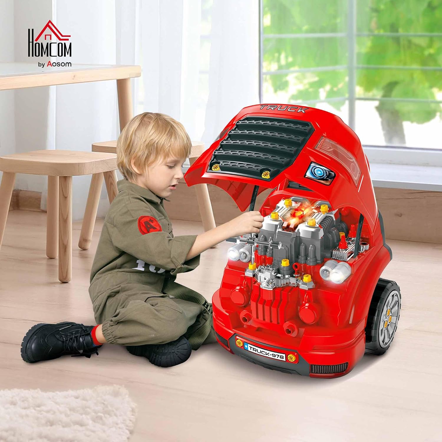 Detalle 2 de HOMCOM Motor de Camión para Niños 61 piezas