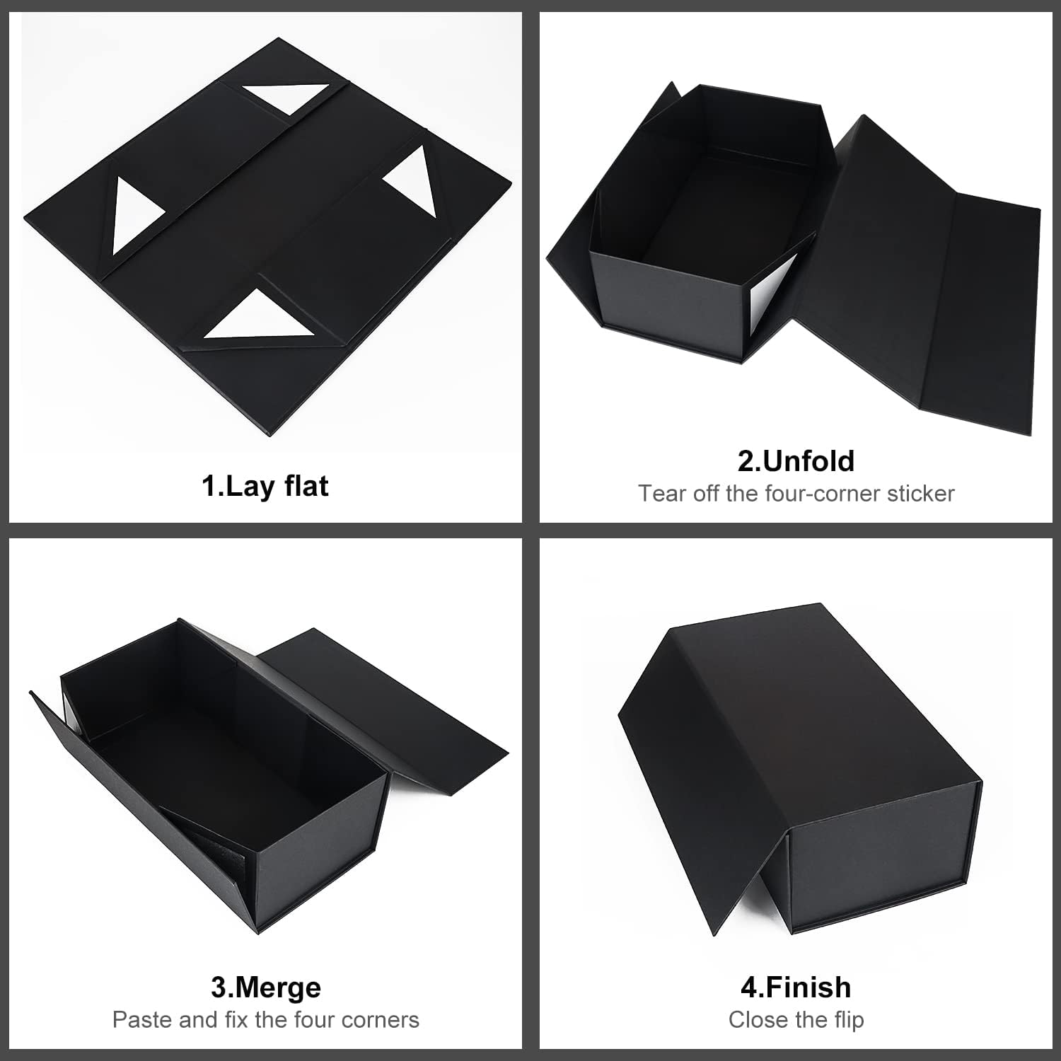 Thumbnail 2 de Black Gift Box 12" x 6" x 4" with Magnetic Closure Lid – Reusable Luxury Gift Box
