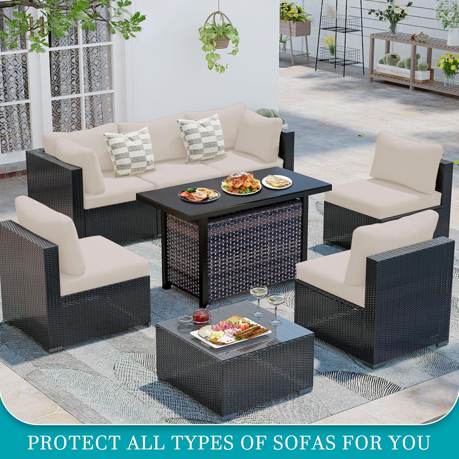 Detalle 2 de BIETYONE 12-Piece Stretch Patio Cushion Covers