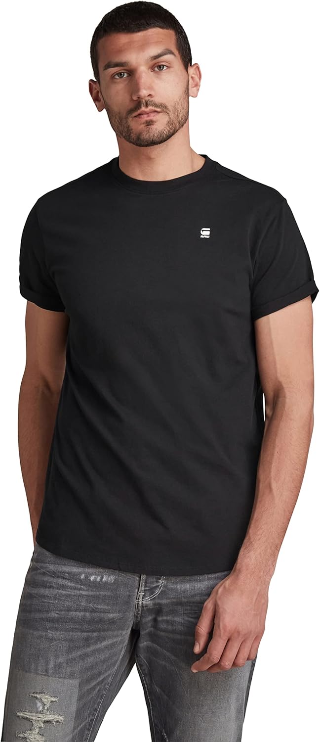 Detalle de G-Star Herren Base-S T-Shirt – Rundhals, Ärmel kurz, Umschlagsaum