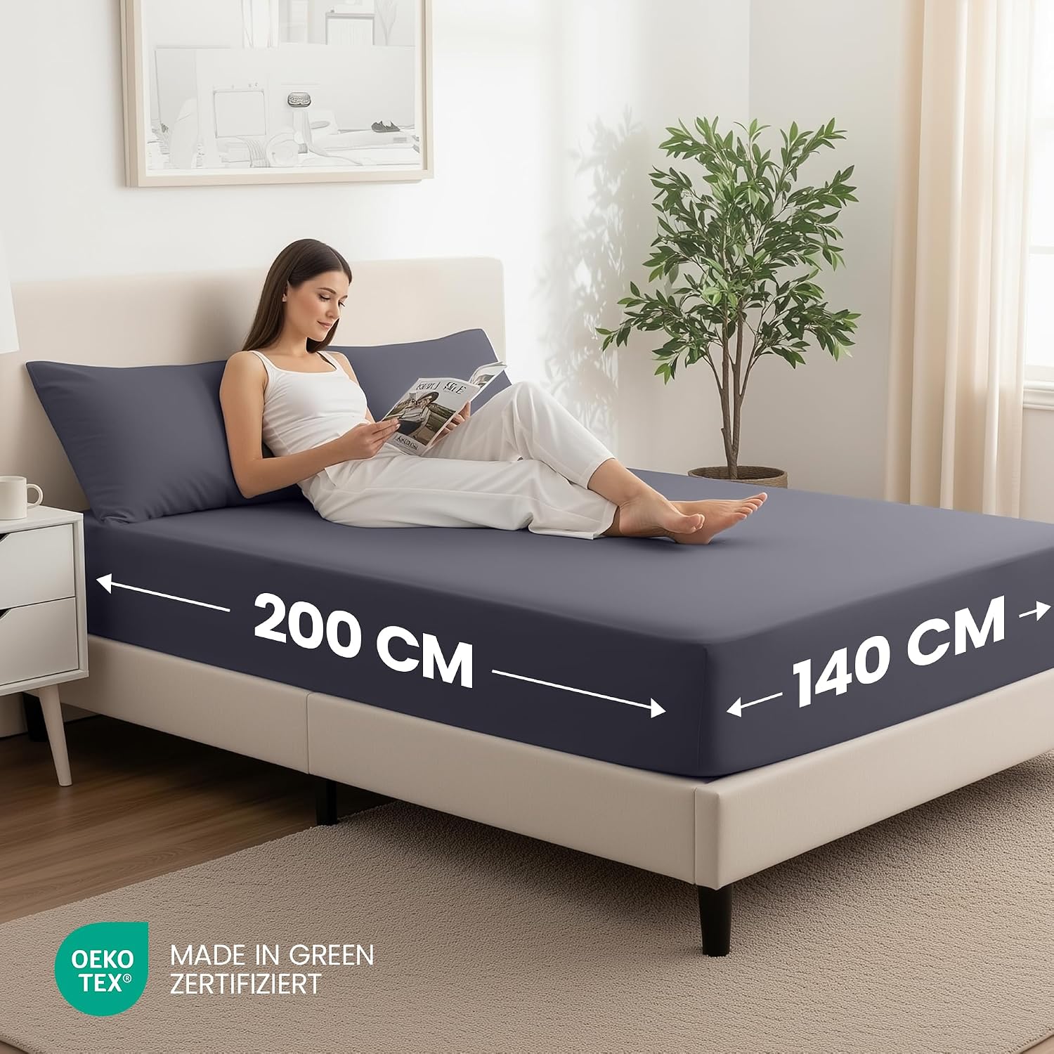 Detalle 2 de Utopia Bedding Spannbettlaken 140×200 cm 2er Set 35 cm Tiefe ⛬