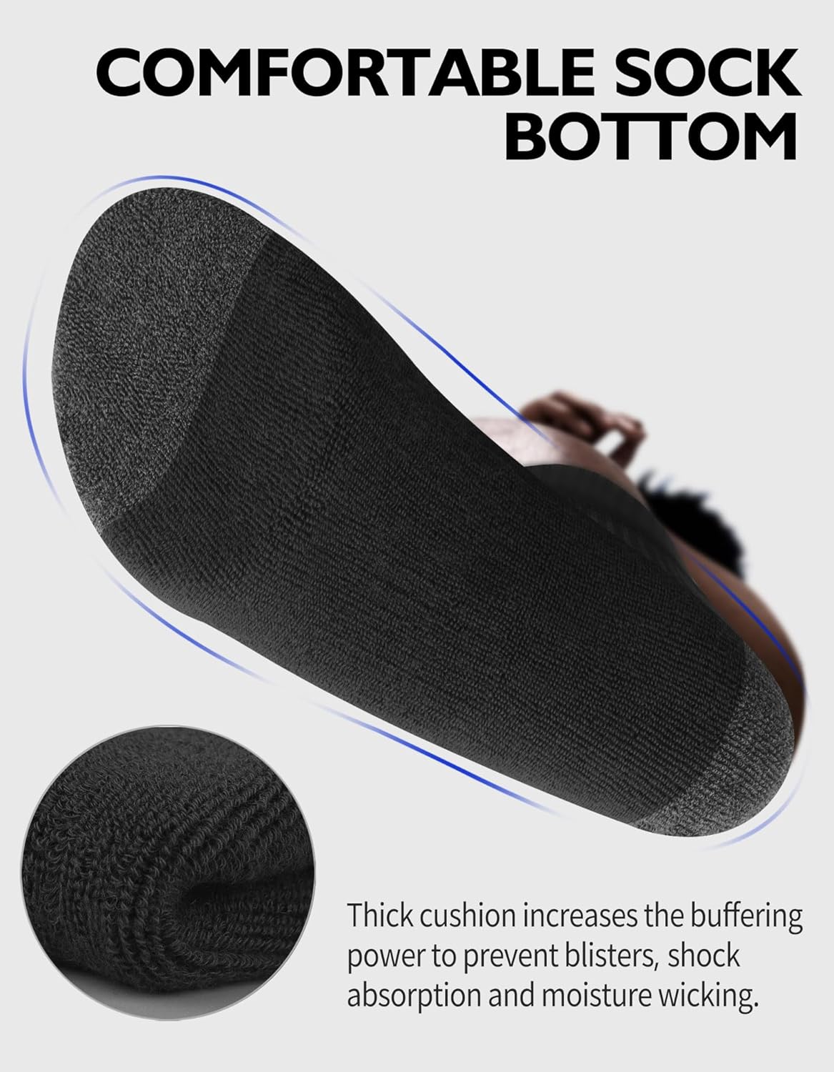 Thumbnail 5 de CloseMate - 6 Paires Chaussettes de Sport pour Homme, coton respirant, renforcées (39-42 / 43-46) – Blanc, Noir, Gris