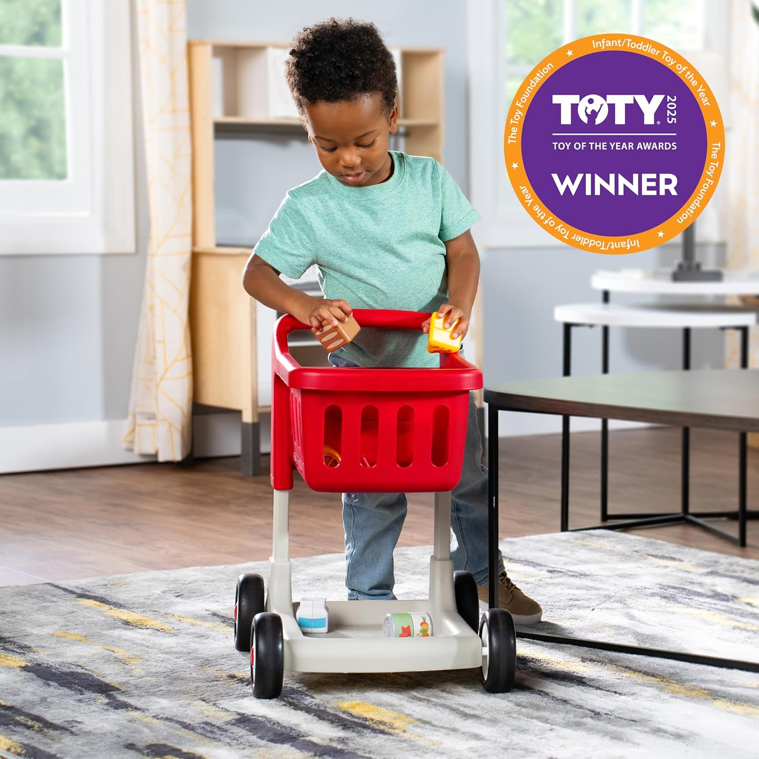 Thumbnail 5 de Radio Flyer Scan & Sort Shopping Cart for Kids 1+: Interactive Walker with Lights, Sorting Shapes and Food Set