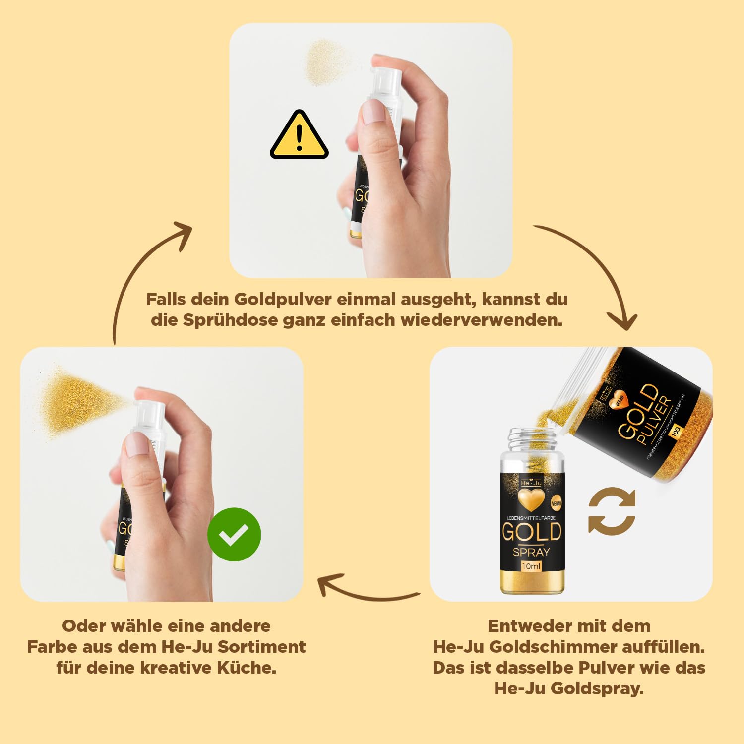 Thumbnail 5 de He-Ju Lebensmittelfarbe Gold 25ml 🍰