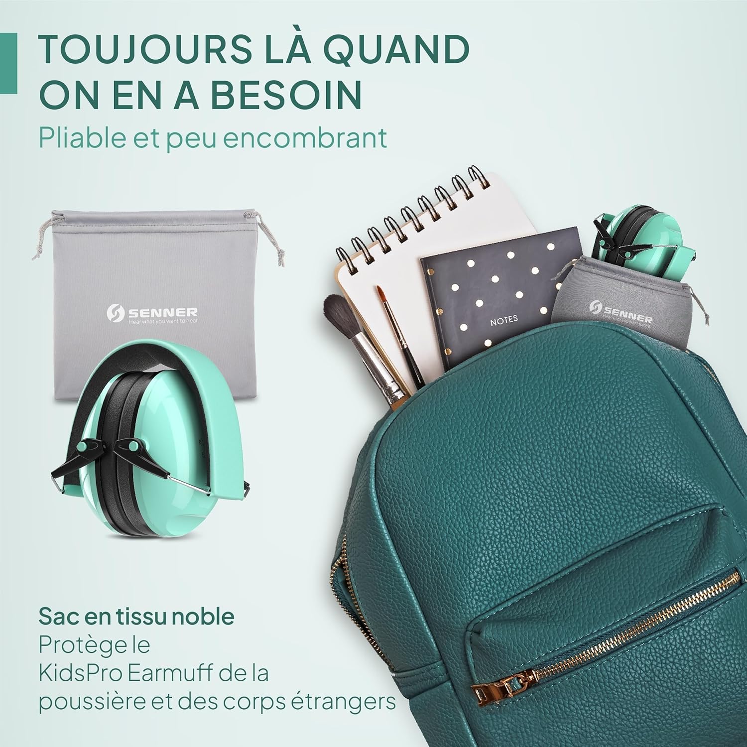 Thumbnail 5 de Senner KidsPro (jusqu’à 12 ans) – casque antibruit enfant turquoise, SNR 28 dB