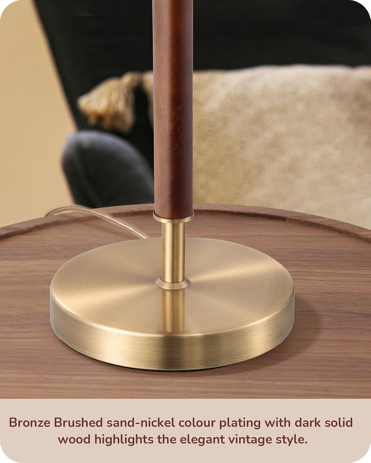 Detalle de EDISHINE UT1574 Mid-Century Table Lamps, 2-Pack with Linen Shades