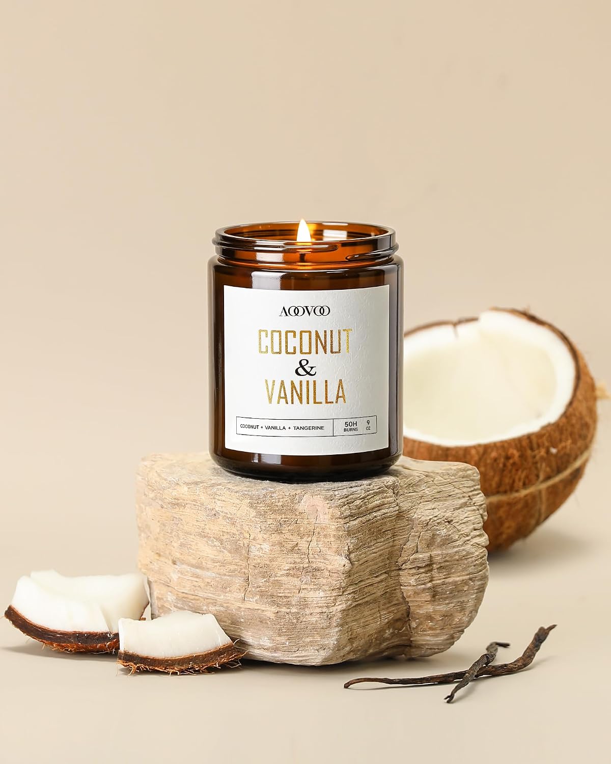 Detalle 2 de AOOVOO Coconut Vanilla Candles — 18 oz Soy Scented Candles for Home Aromatherapy