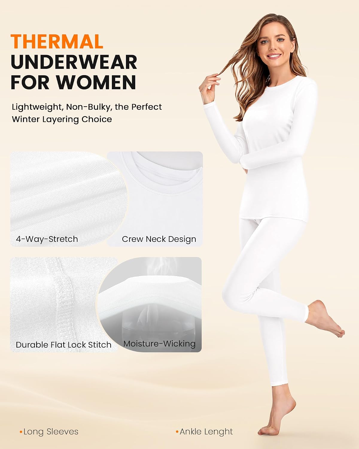 Detalle de SIMIYA Women's Fleece-Lined Thermal Underwear Set