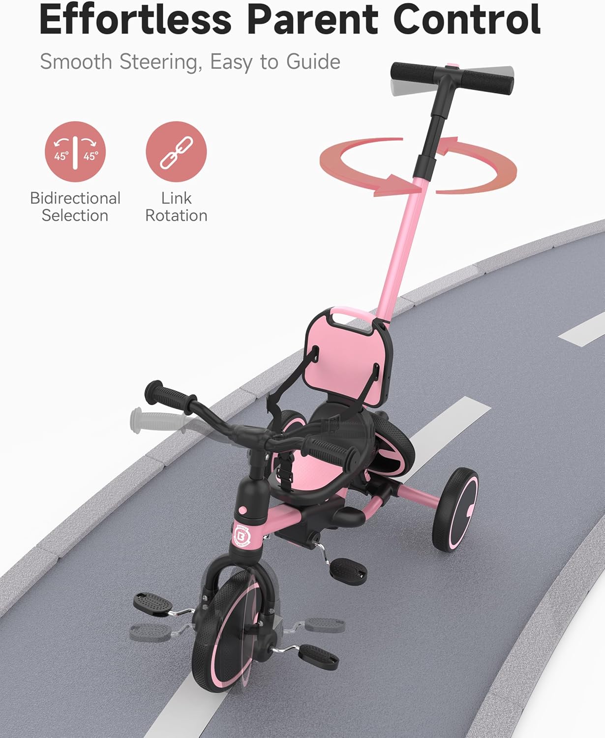 Thumbnail 4 de Besrey 5-in-1 Toddler Tricycle with Push Handle — Grow with Me 1-3 Years