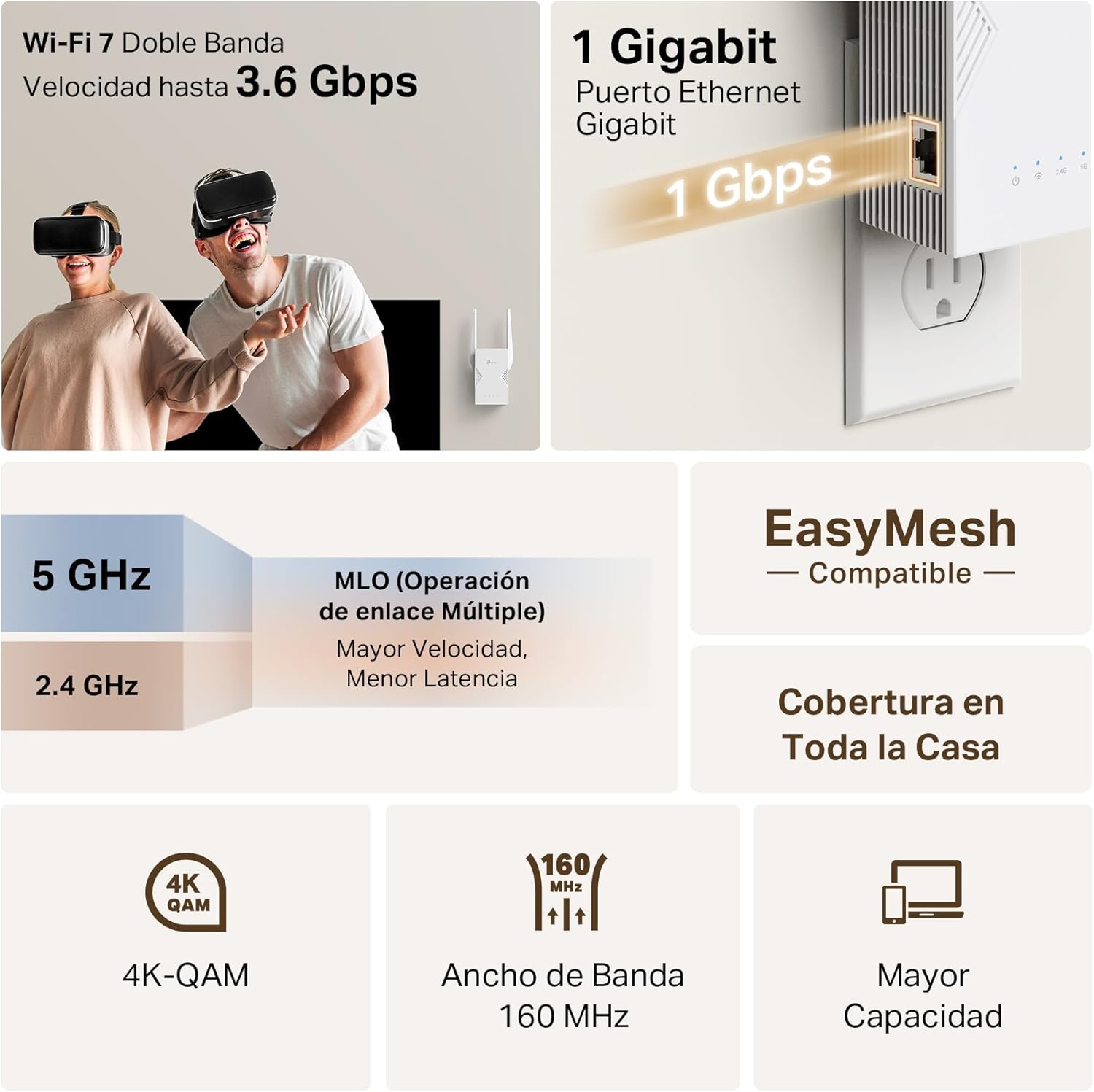 Thumbnail 3 de TP-Link RE225BE Repetidor WiFi 7 3,6 Gbps