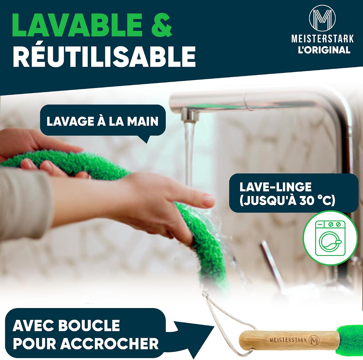 Detalle de M Meisterstark M-013 radiatorborstel, 115 cm, flexibel en wasbaar
