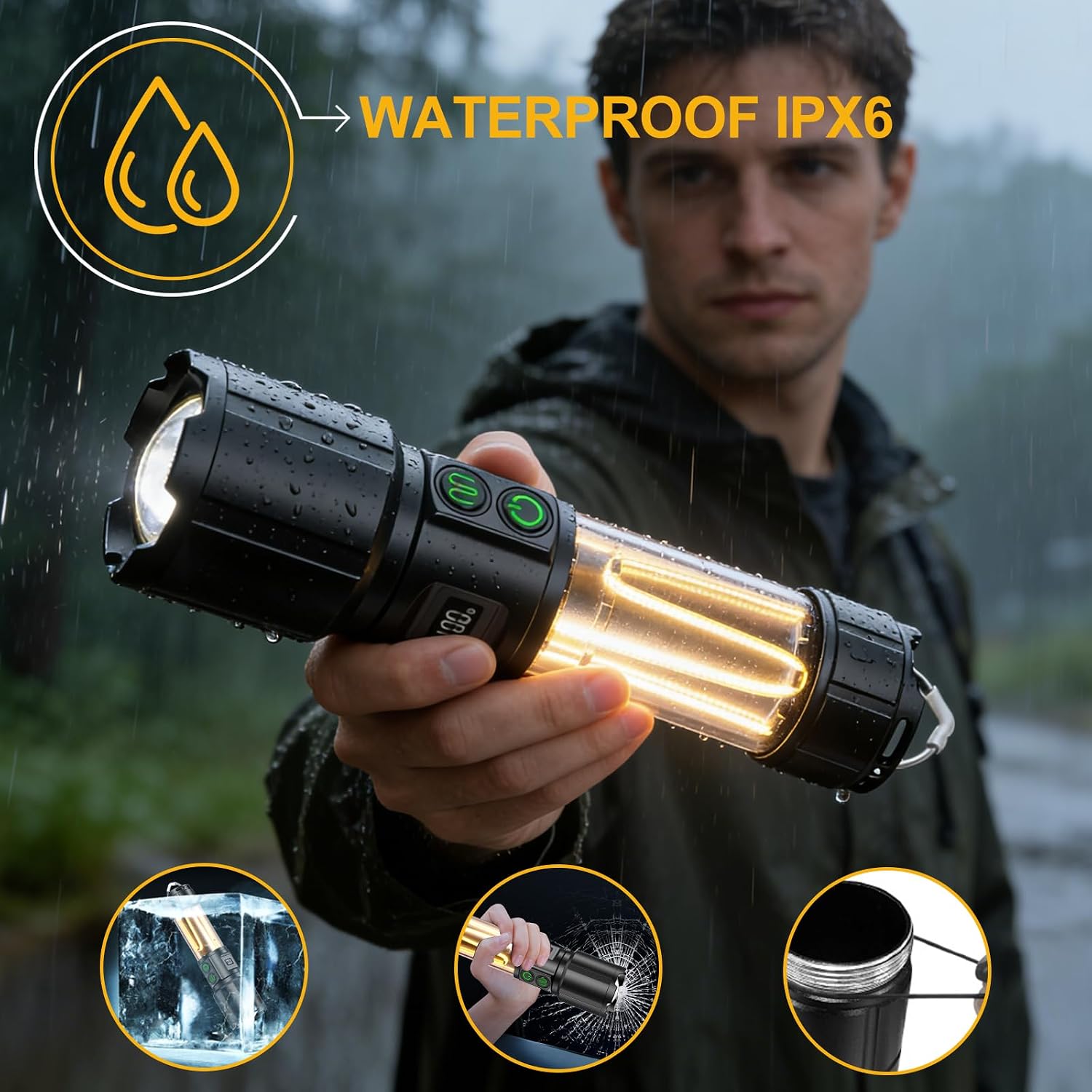 Detalle de BEYSTE Camping Torch & Led Torch 2-in-1, 1,000,000 Lumen Rechargeable – UK Review