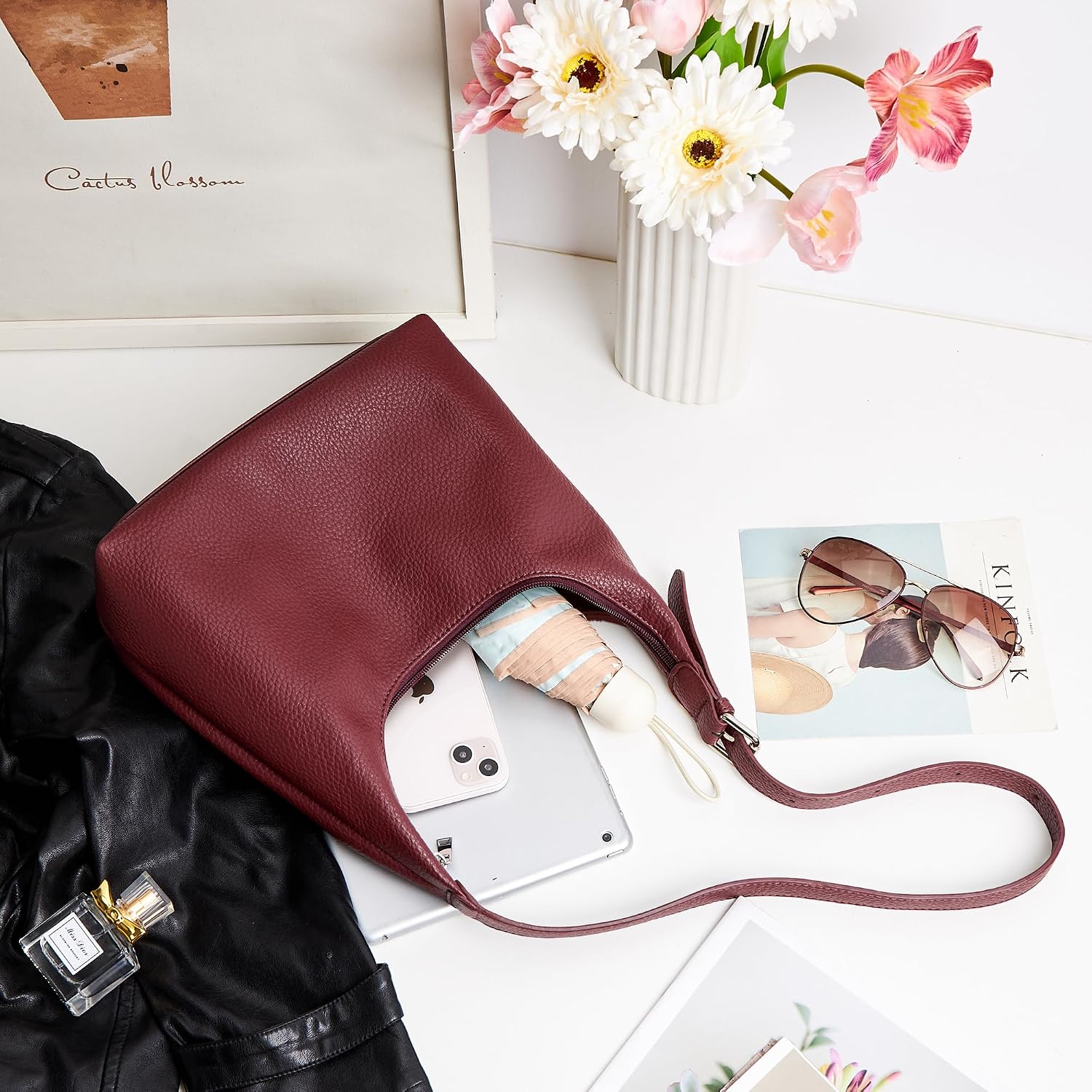 Thumbnail 2 de Vintage vegan leather tote bag 26x18x10cm