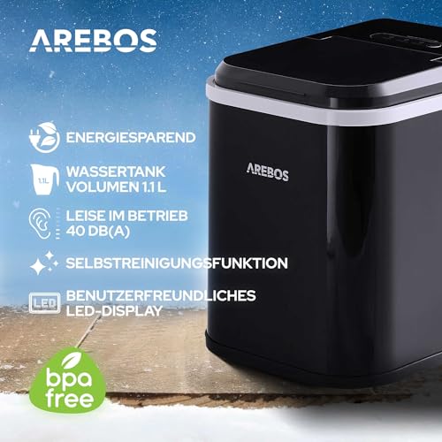 Detalle de Arebos Eiswürfelmaschine 12 kg/24h – kompakt, leise und selbstreinigend