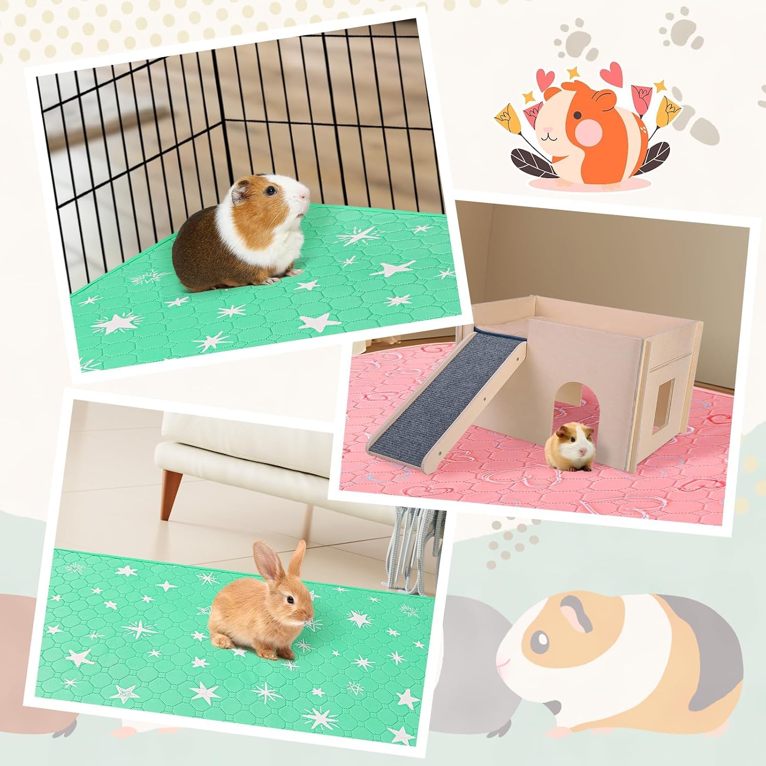 Thumbnail 5 de Scenereal 4 Pack Guinea Pig Cage Liner: Washable, Waterproof and Non-Slip