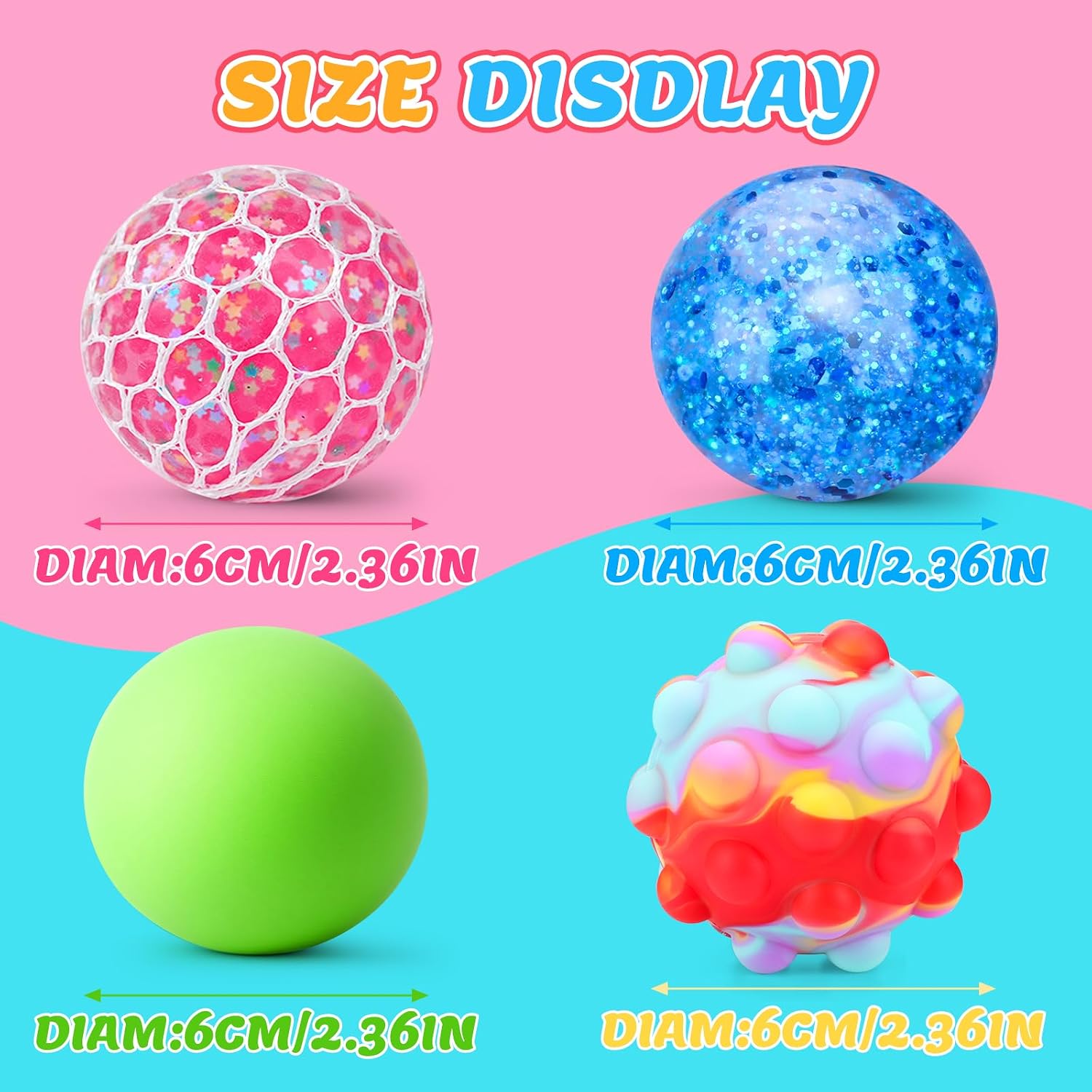 Detalle de BESNEL 4P NEW stress ball 4-pack, sensory squeeze toys with varied effects