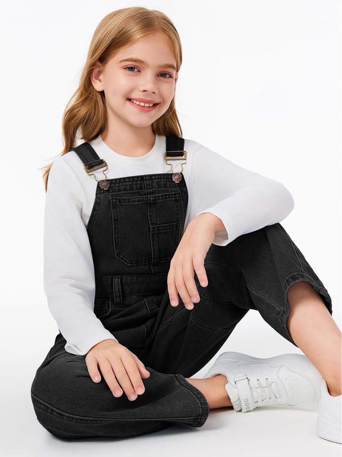 Detalle 2 de Haloumoning denim tuinbroek voor meisjes, mouwloos met lange broek en zakken
