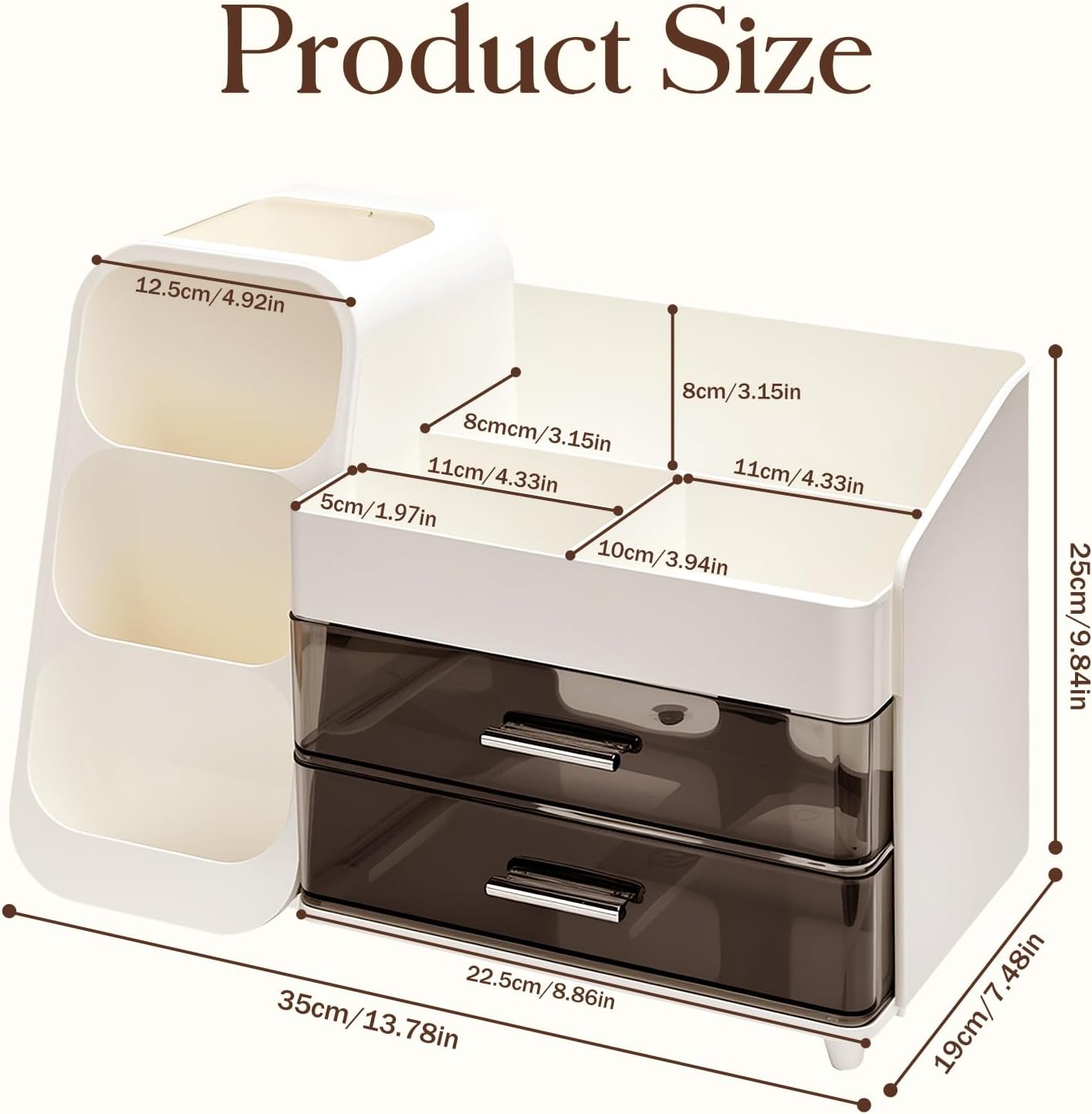 Thumbnail 3 de Mounting UP Make Up Organizer With Drawers (White, UK) – Spacious Cosmetic Display Case