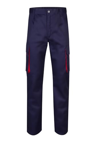 Detalle de Pantalón Velilla 103004 Pantalón Bicolor Multibolsillos (Azul Marino y Rojo) – Talla 44