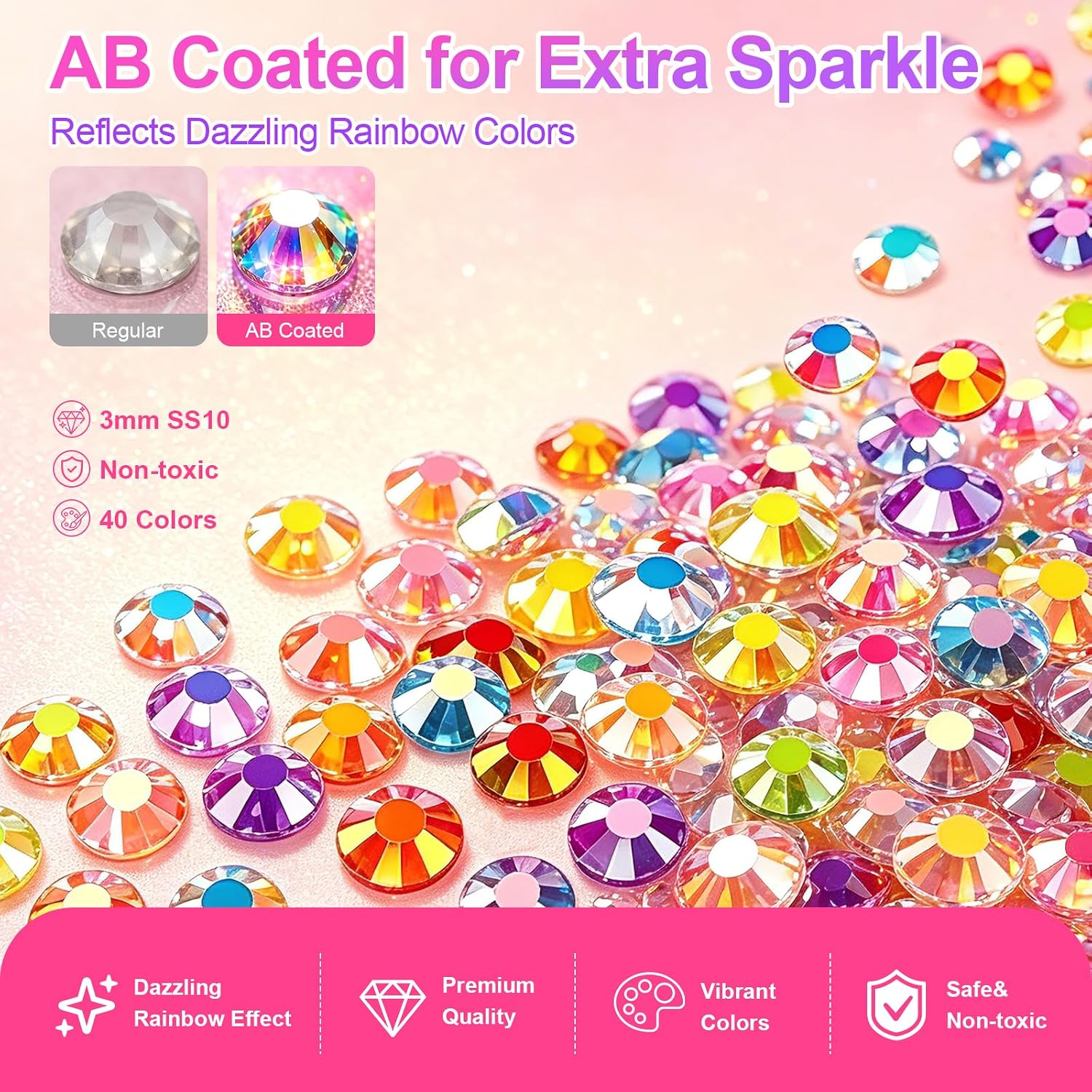 Thumbnail 2 de Canvalite 35000Pcs 40 Colors Jelly Rhinestones — 3mm Resin Flatback Gems for Diamond Art, Bedazzler Kit with Glue