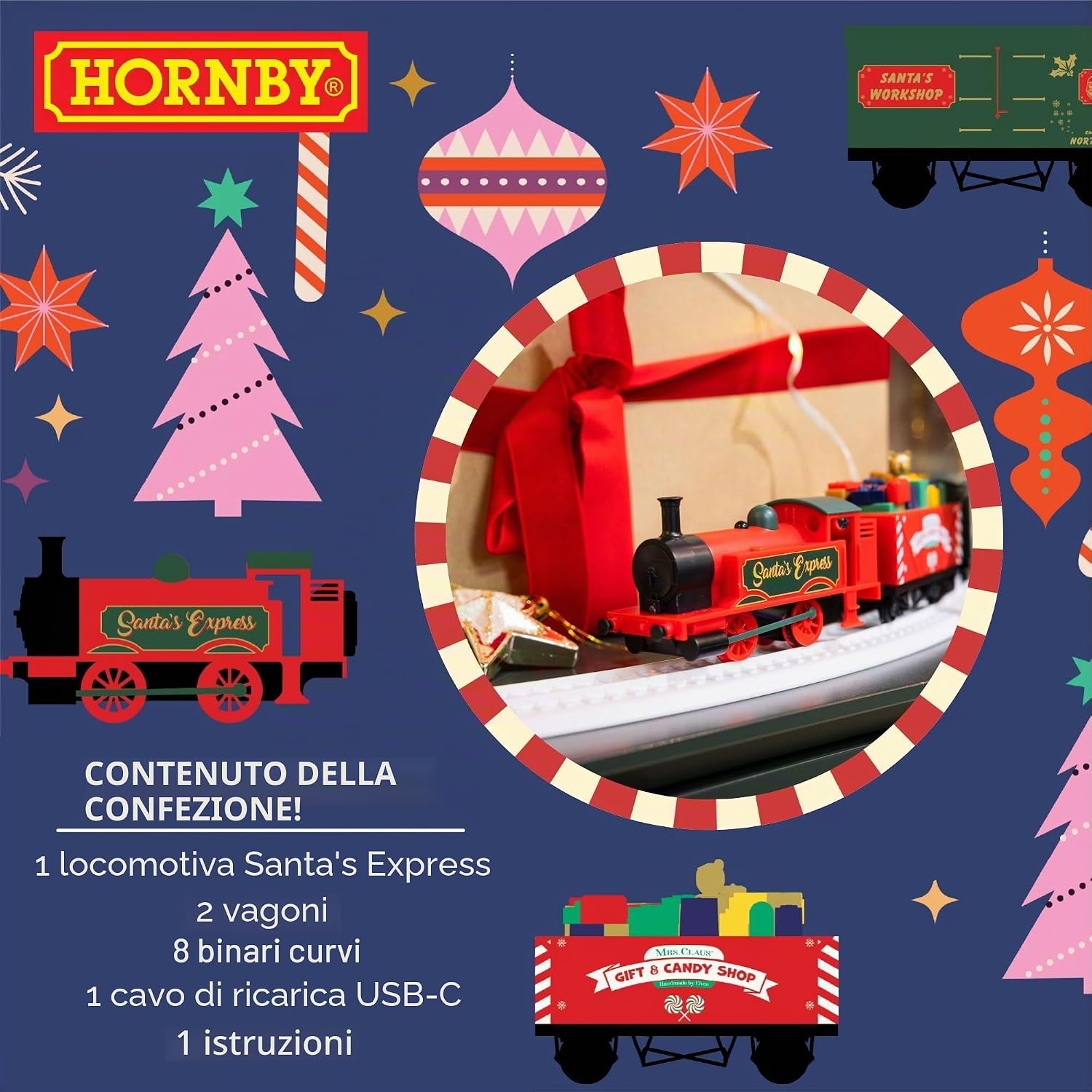 Detalle de Set di Treni a Batteria Ricaricabile Hornby R9363M Santa's Express
