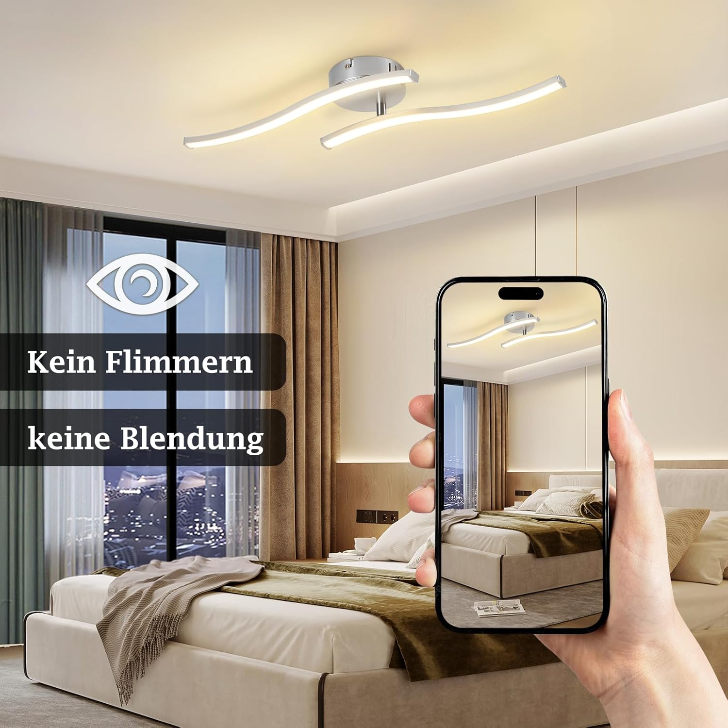 Thumbnail 3 de Homefire LED-Deckenlampe für Küche, Flur & Büro – 12 W, 3000 K mit Wellen-Design