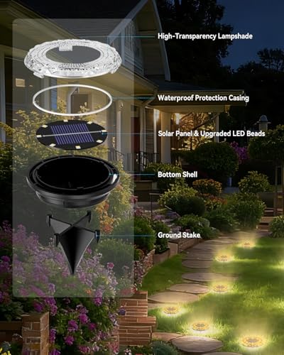 Detalle de ArsMotin Luci Solari da Giardino da Incasso, 8 LED 3000K, 12 pezzi IP65 per esterni