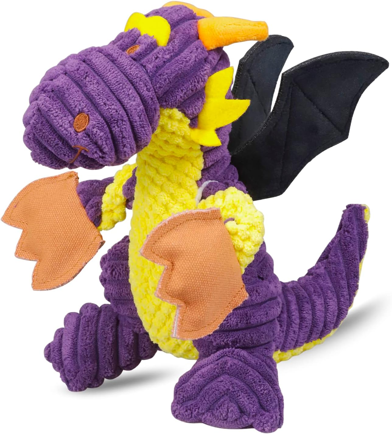 GOOLA Purple Dragon Dog Toy – Plush Squeaky Tug & Fetch Toy for Large Breeds