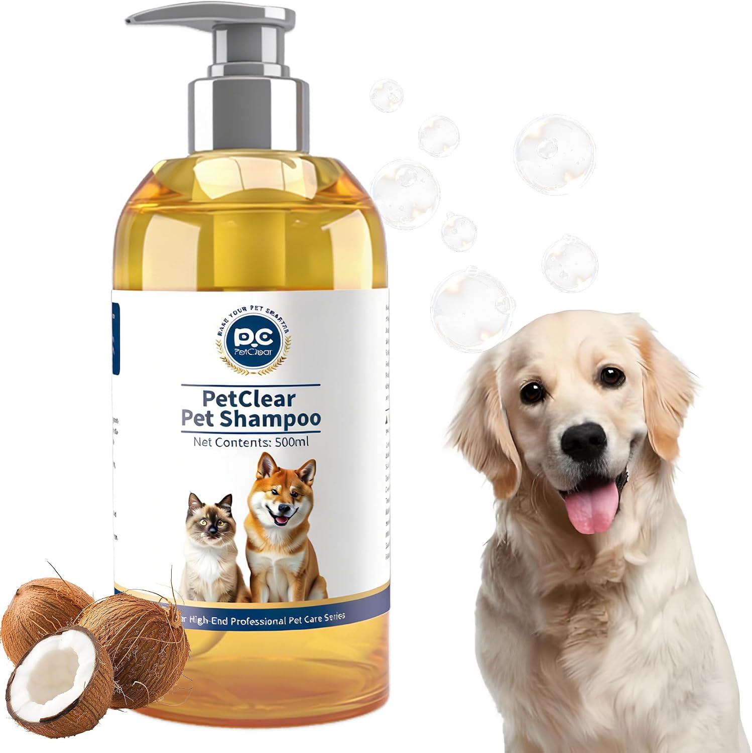 PETCLEAR Hundeshampoo mit Kokosöl 500 ml – pH-neutral, hypoallergen & leicht auszuspülen