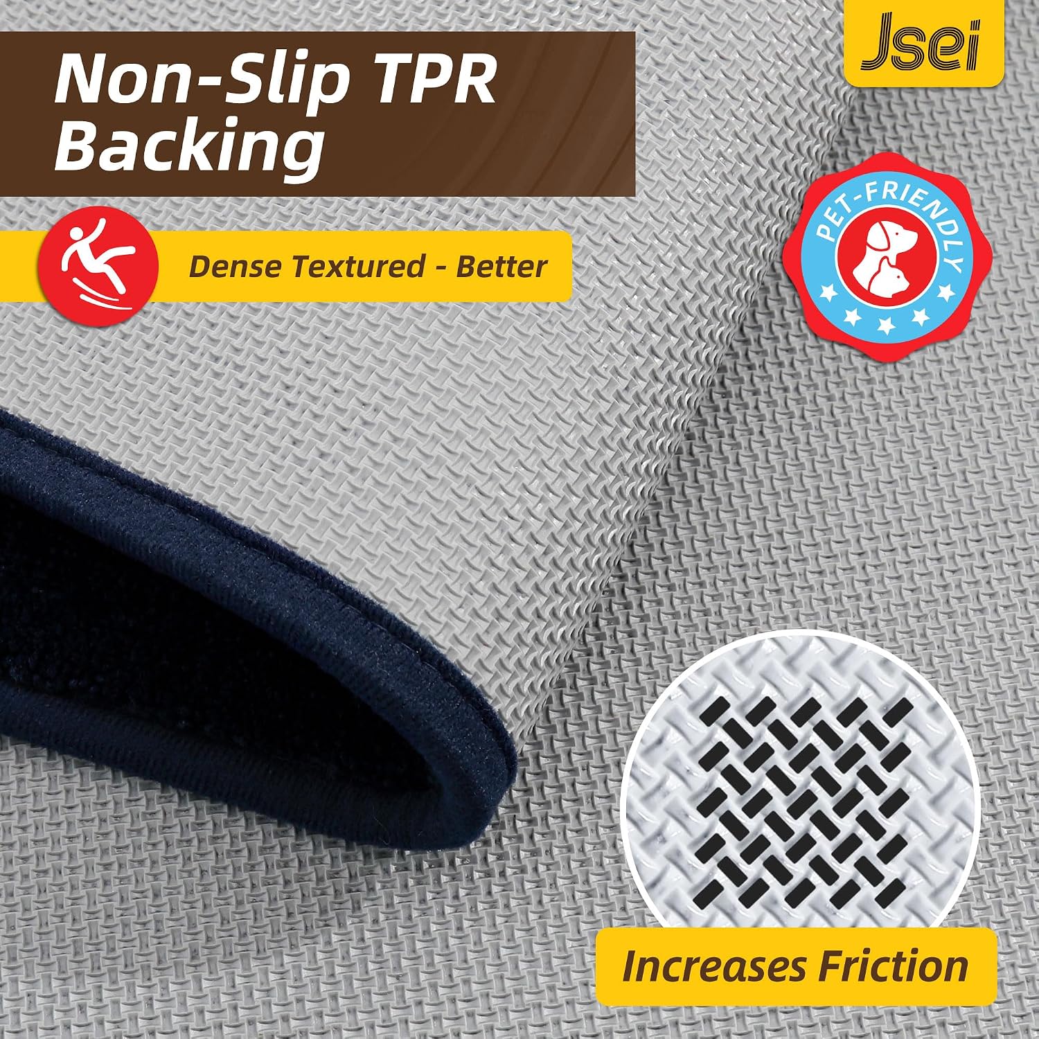 Thumbnail 4 de Tapis anti-salissures JSEI 60x90 cm bleu marine pour intérieur, antidérapant lavable en machine