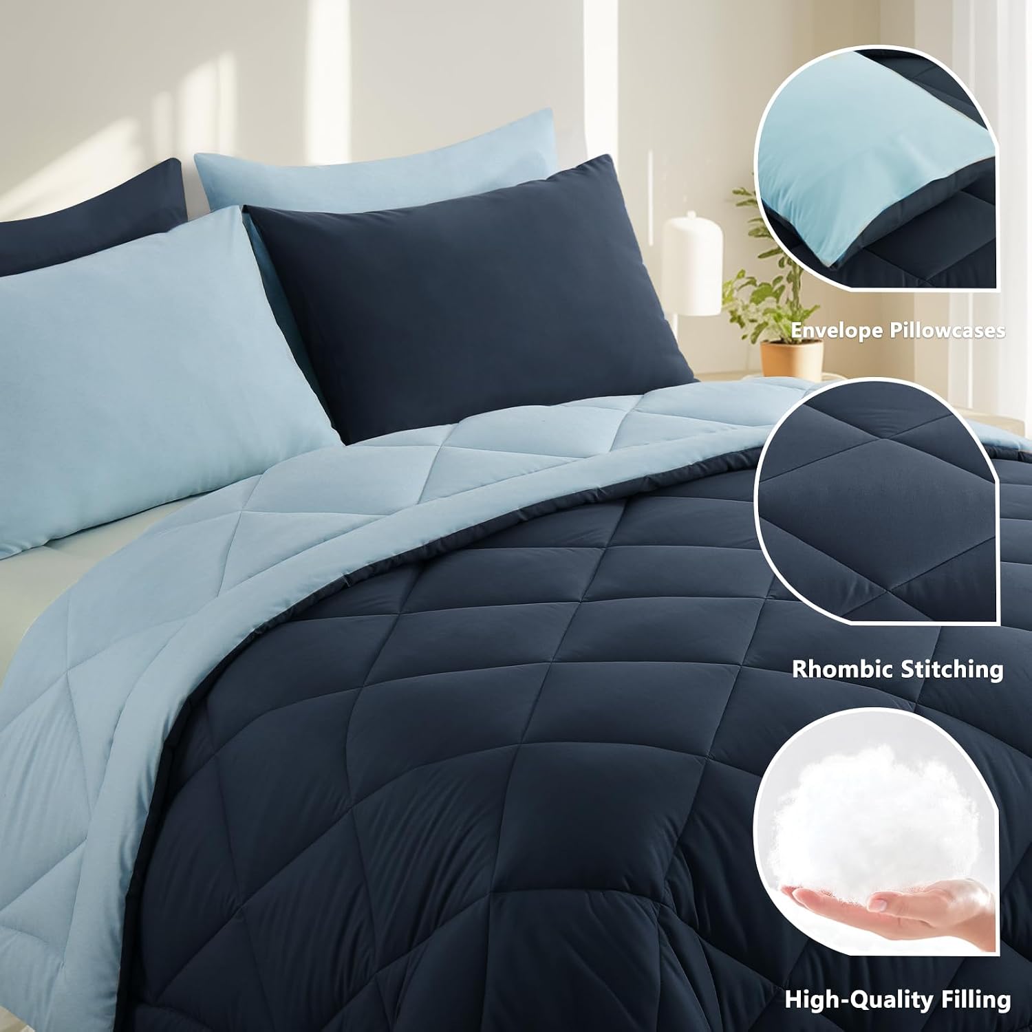 Thumbnail 5 de RUIKASI Coverless Duvet King Size 10.5 Tog – Reversible Comforter with 2 Pillowcases