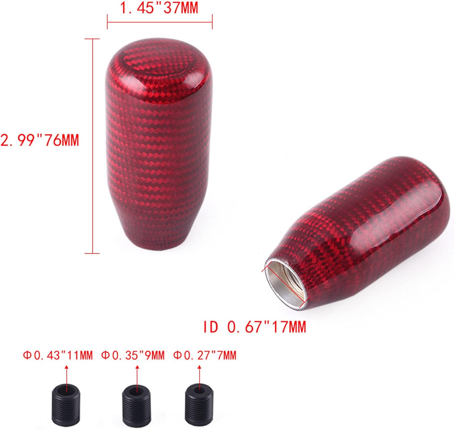 Detalle 2 de muge racing Carbon Fiber Shift Knob Red 1pc
