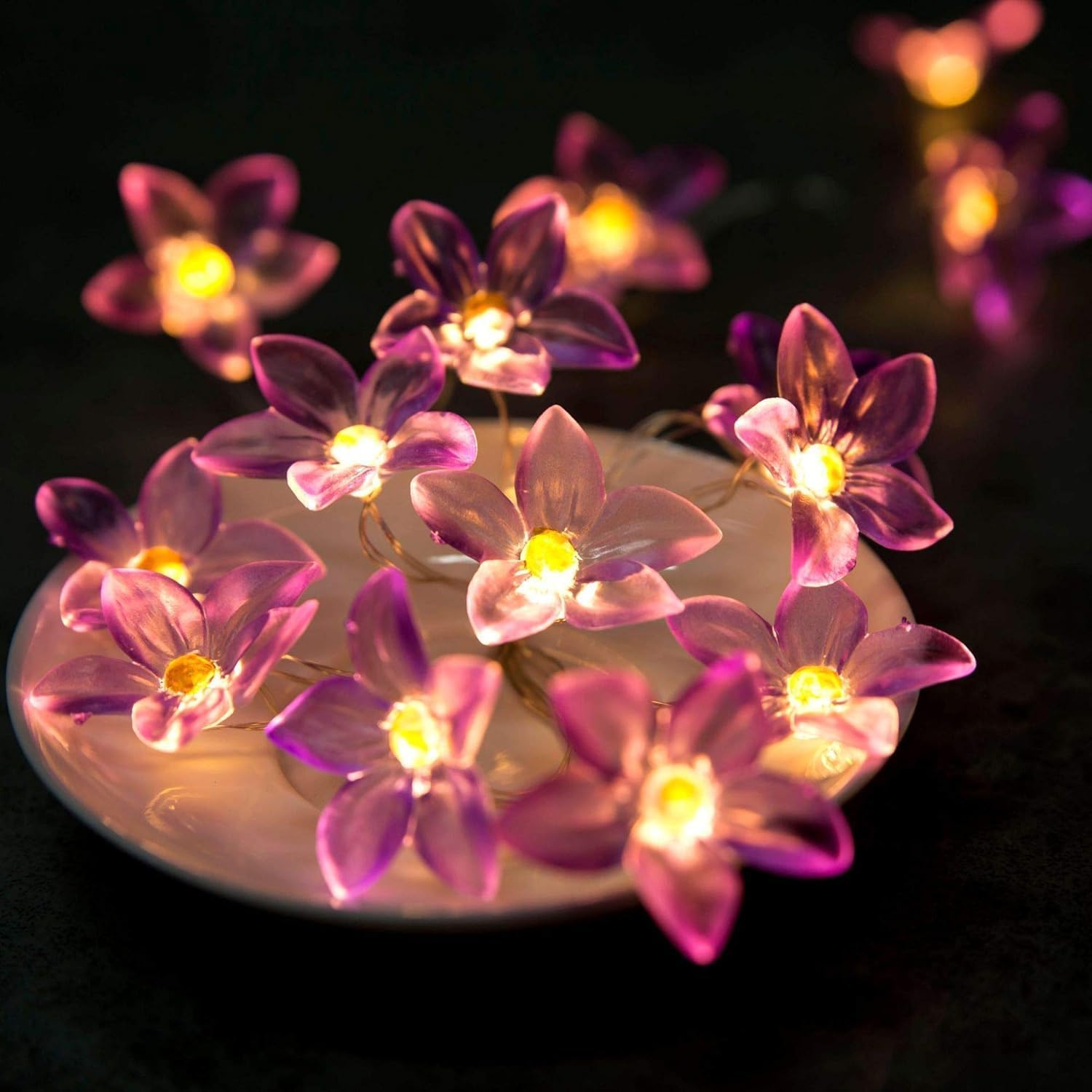 Thumbnail 6 de Afaiup ZY-2AAB-20L LED-lichtsnoer met lila lelies, 2 m en 20 warmwitte leds