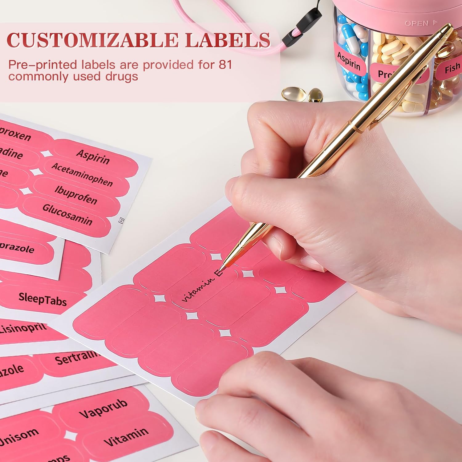 Detalle de Pill Organizer with 7 Large Compartments