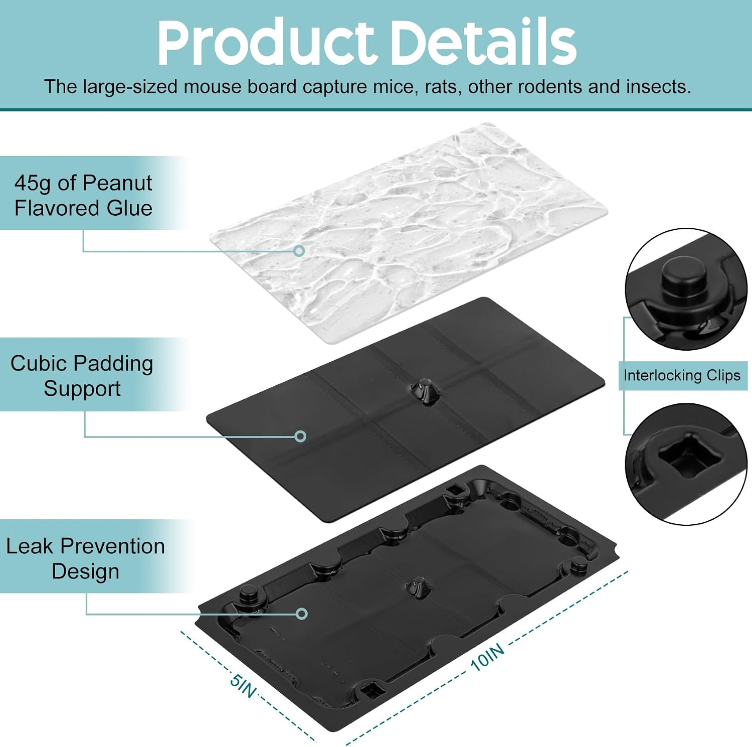 Thumbnail 6 de Wanqueen 01 Sticky Glue Traps, 10-Pack, 10 x 5-Inch Peanut-Scented